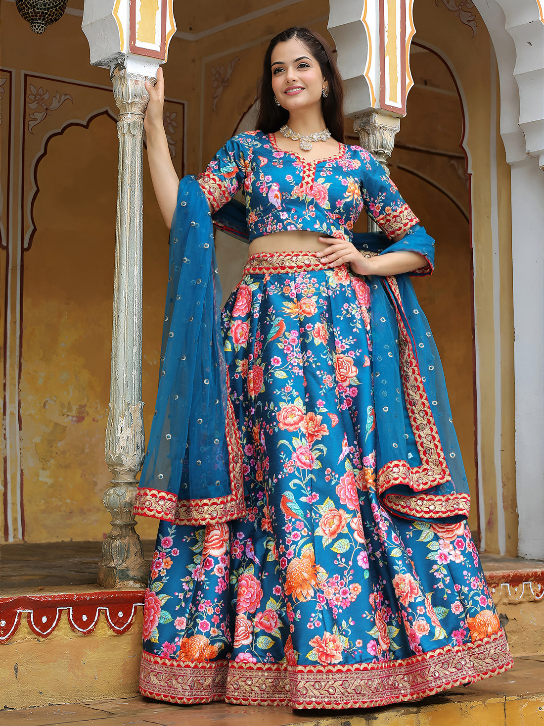 ResellerMart Bollywood Style Royal Blue Lehenga with Heavy Border | Latest Ethnic Collection