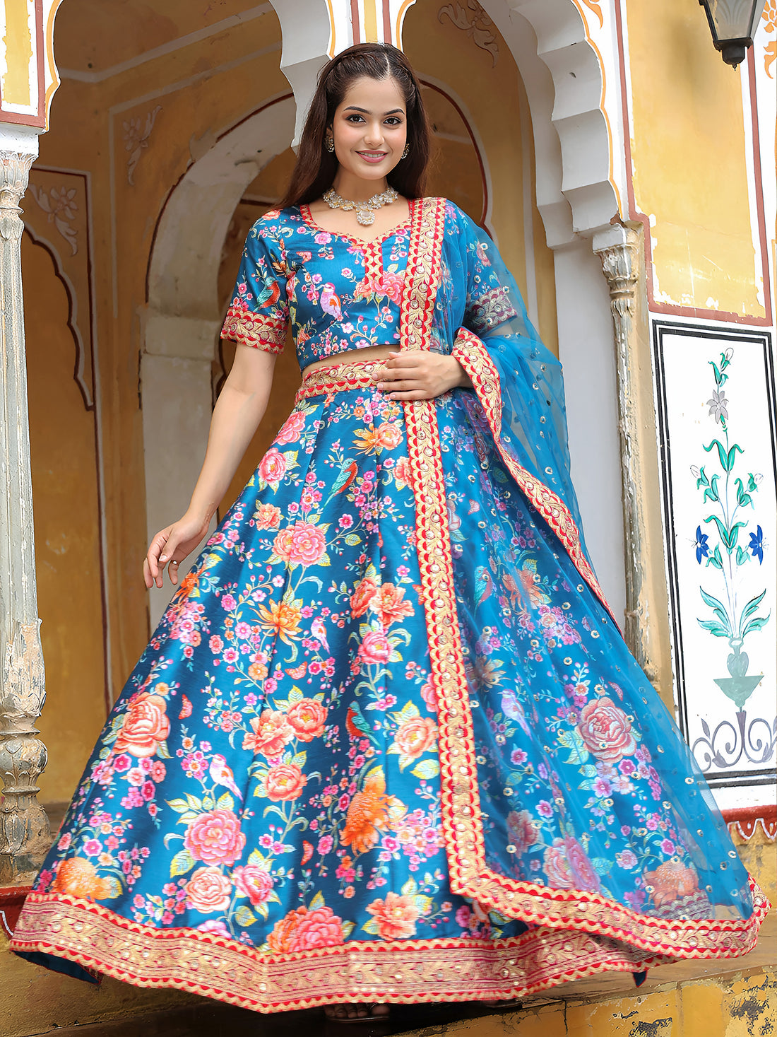 ResellerMart Bollywood Style Royal Blue Lehenga with Heavy Border | Latest Ethnic Collection