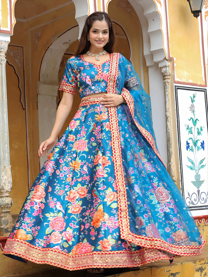 ResellerMart Bollywood Style Royal Blue Lehenga with Heavy Border | Latest Ethnic Collection