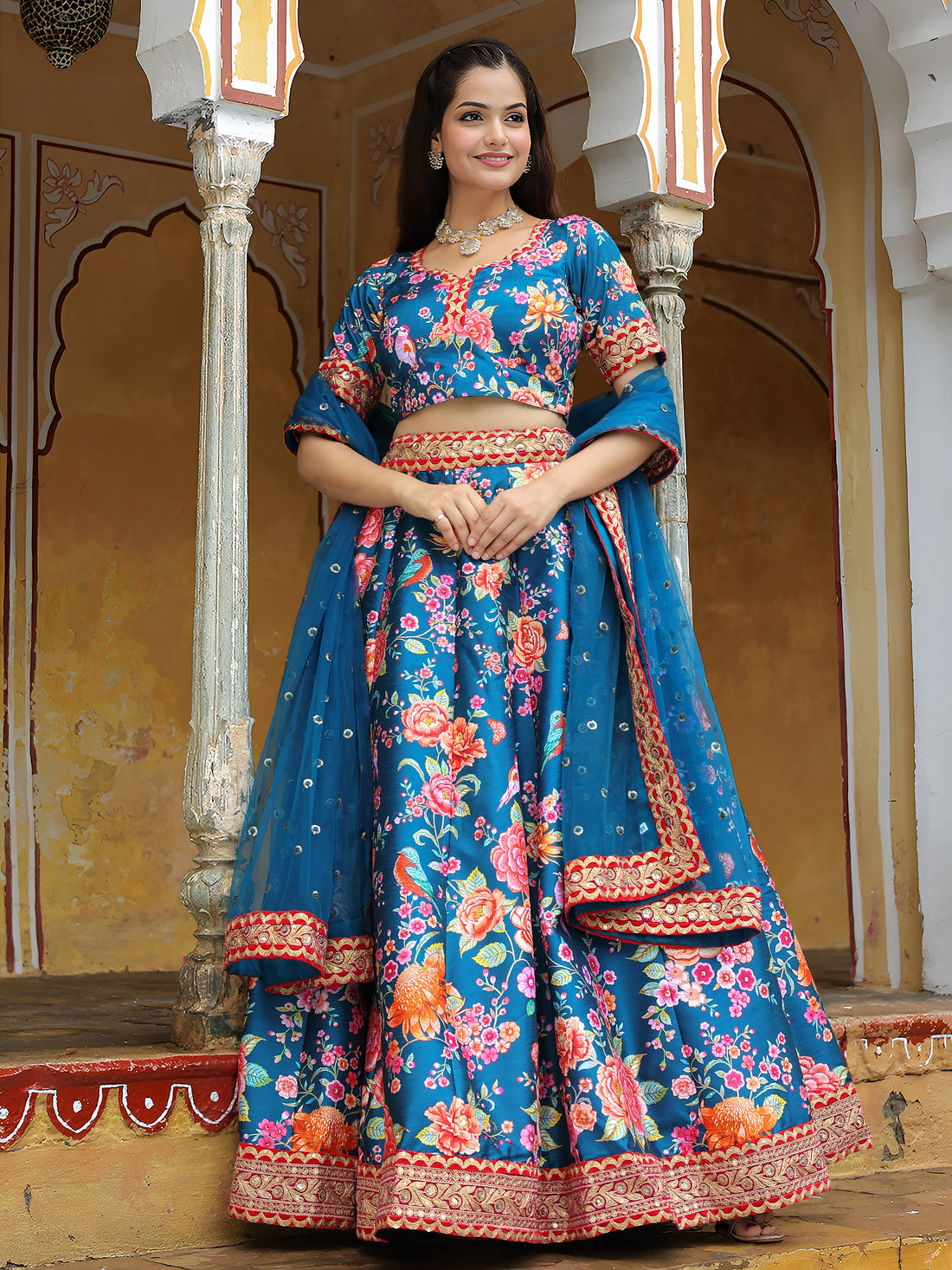 ResellerMart Bollywood Style Royal Blue Lehenga with Heavy Border | Latest Ethnic Collection