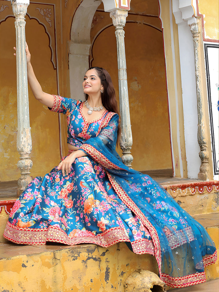 ResellerMart Bollywood Style Royal Blue Lehenga with Heavy Border | Latest Ethnic Collection