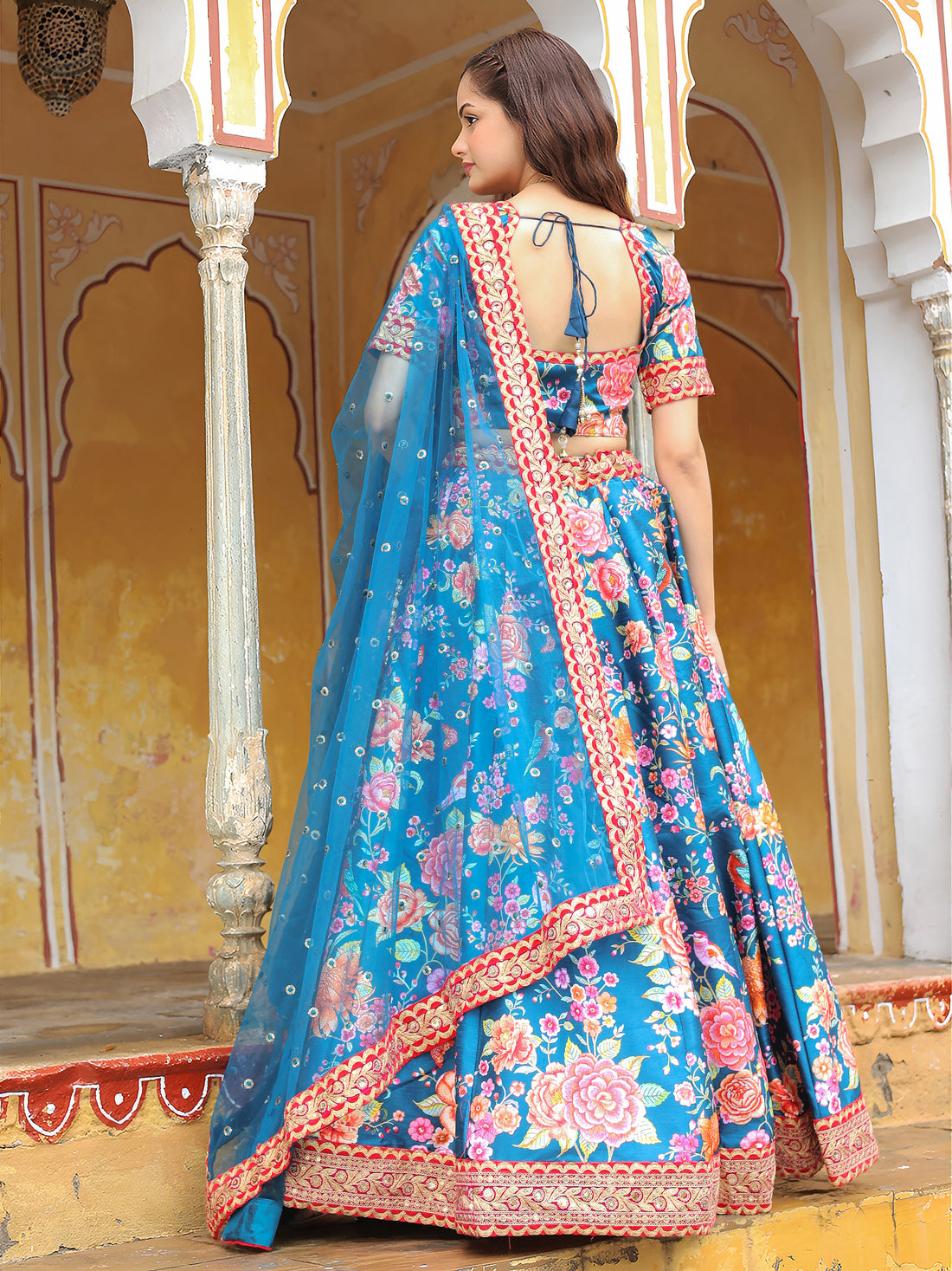 ResellerMart Bollywood Style Royal Blue Lehenga with Heavy Border | Latest Ethnic Collection