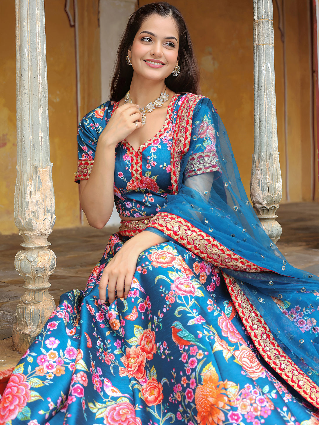 ResellerMart Bollywood Style Royal Blue Lehenga with Heavy Border | Latest Ethnic Collection