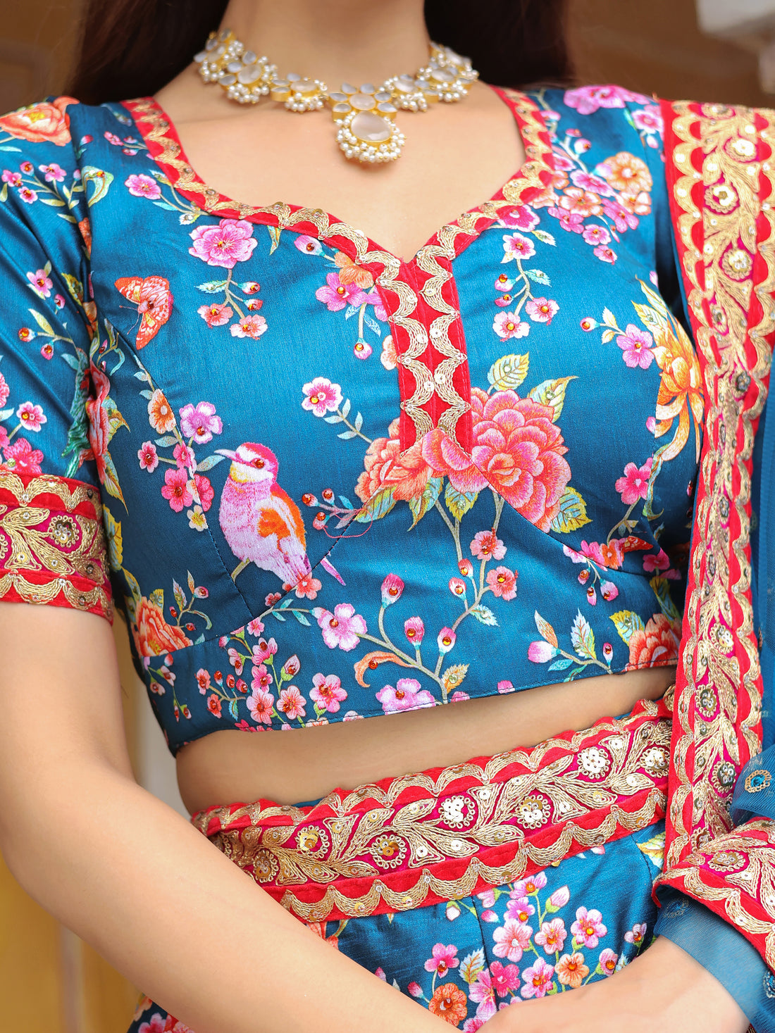 ResellerMart Bollywood Style Royal Blue Lehenga with Heavy Border | Latest Ethnic Collection
